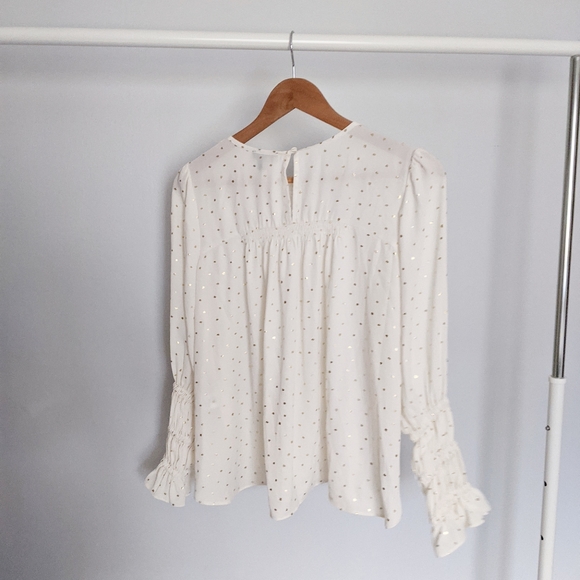 Current Air Smocked Gold Polka Dot Blouse - Picture 9 of 9